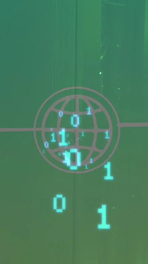 Animation of binary code, tech icons and servers Stock-Footage 342608658