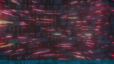 Animation of binary codes and circular beam pattern over black background Stock Footage 247616326