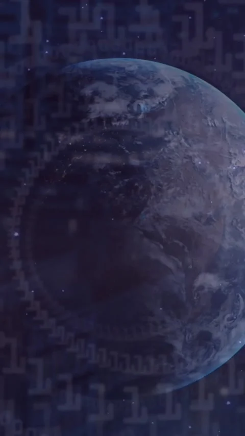 Animation of binary codes and dots over globes against space in background Stock Footage 319415586