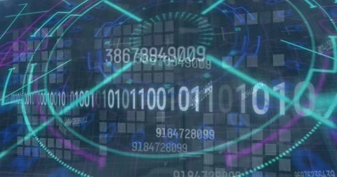 Animation of binary codes over changing numbers against mandala pattern and Stock Footage 246588746