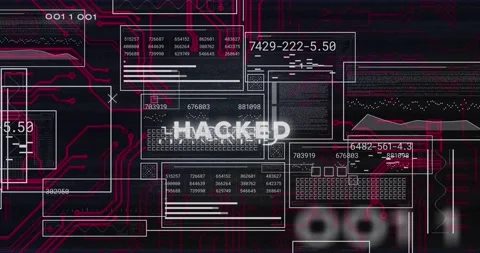 Animation of binary codes over hacked text on loading bars, numbers in circles Stock Footage 235488169