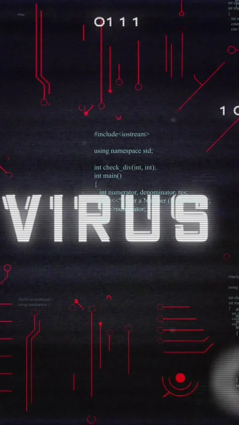 Animation of binary codes over virus text in circuit board pattern against 스톡 동영상 344614605