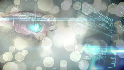 Animation of binary coding and caucasian female doctor in face mask 스톡 동영상 326101901