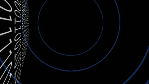 Animation of binary coding and circles on black background 스톡 동영상 207370265