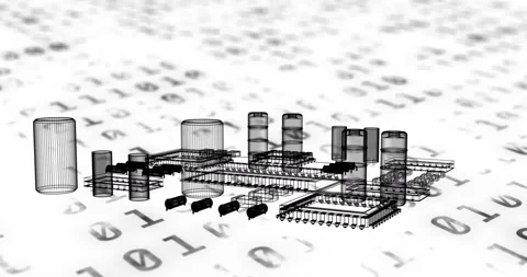 Animation of binary coding and data processing over computer processor Stock Footage 159722156