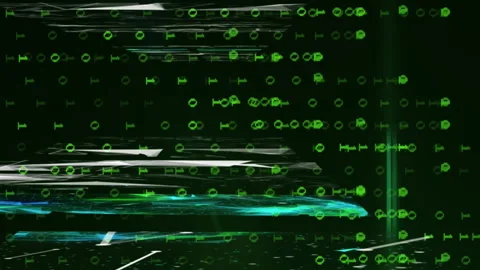 Animation of binary coding and data processing over grid Stock Footage 207664086