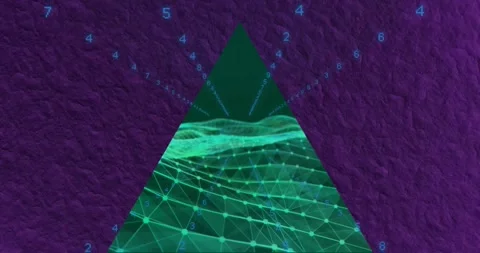 Animation of binary coding and data processing over triangle Stock Footage 246533175