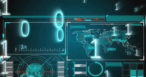 Animation of binary coding and data processing over computer screen Video stock 255107775