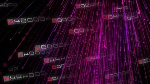 Animation of binary coding and data processing over black background Stock Footage 313039257