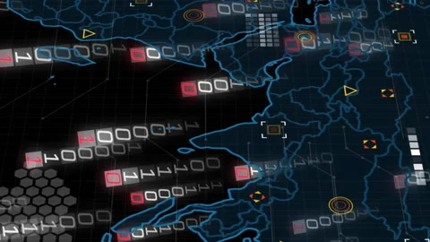 Animation of binary coding and data processing over world map Stock Footage 313295730