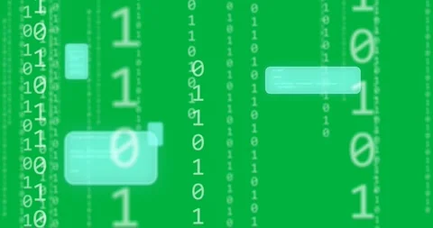 Animation of binary coding and data processing over transparent background Stock Footage 318122924