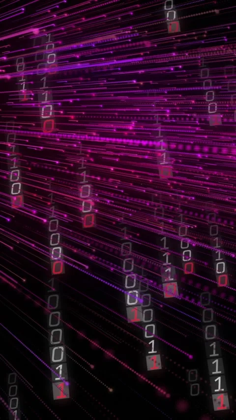 Animation of binary coding and data processing over black background Stock Footage 320662842