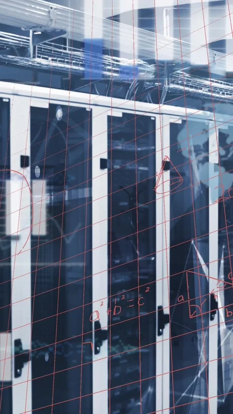 Animation of binary coding and data processing over computer servers Stock Footage 322148797