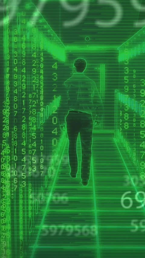Animation of binary coding and data processing over caucasian man by computer Stock Footage 323898303