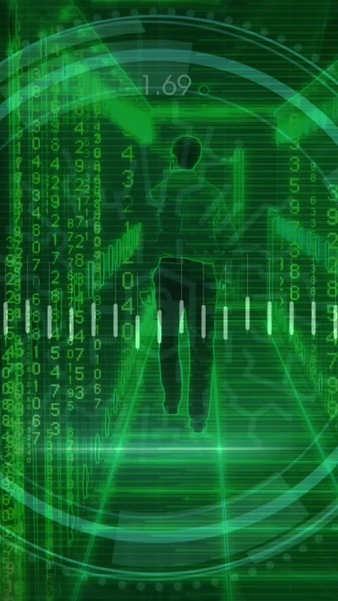 Animation of binary coding and data processing over computer servers Stock Footage 323898305