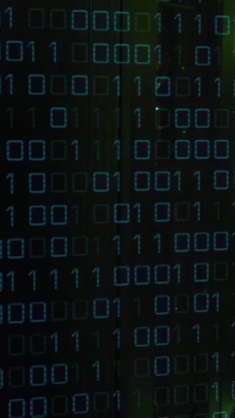Animation of binary coding and data processing over computer servers Stock Footage 324022214