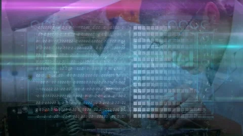 Animation of binary coding and data processing over football player Stock Footage 327060171