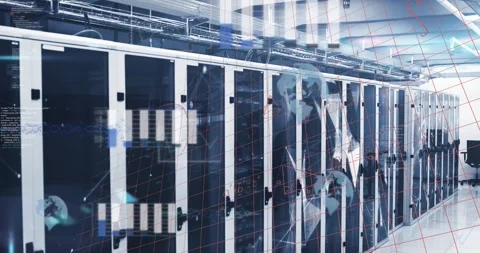 Animation of binary coding and data processing over computer servers Stock Footage 327199951