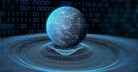 Animation of binary coding and data processing over globe Stock Footage 329102957