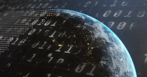 Animation of binary coding and data processing over globe Stock Footage 329408468