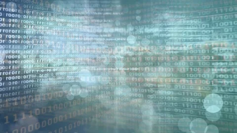 Animation of binary coding and data processing over blue eye Video stock 329691948
