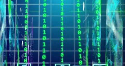 Animation of binary coding and data processing Stock Footage 329844894