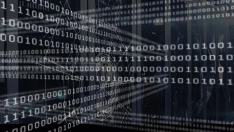 Animation of binary coding and data processing over computer servers Stock Footage 330478162
