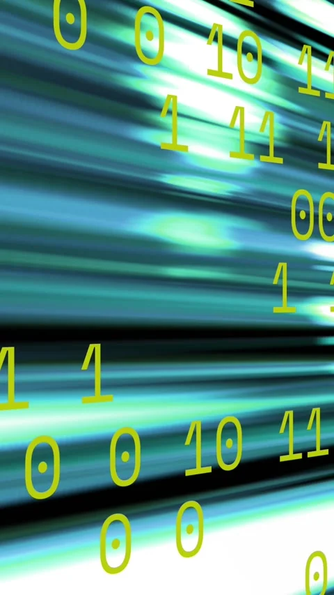 Animation of binary coding and data processing over blue light trails Stock-Footage 342594914