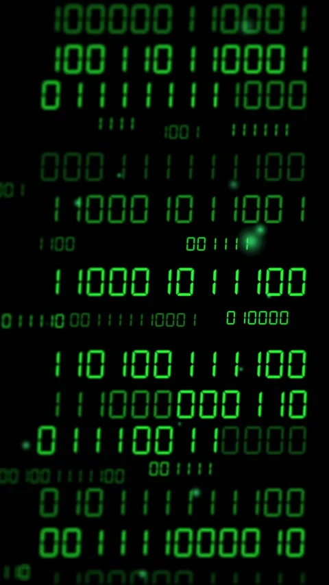 Animation of binary coding and data processing over dark background Video stock 342595327
