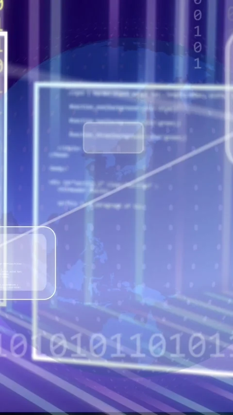Animation of binary coding and data processing over network of connections Video stock 342609239