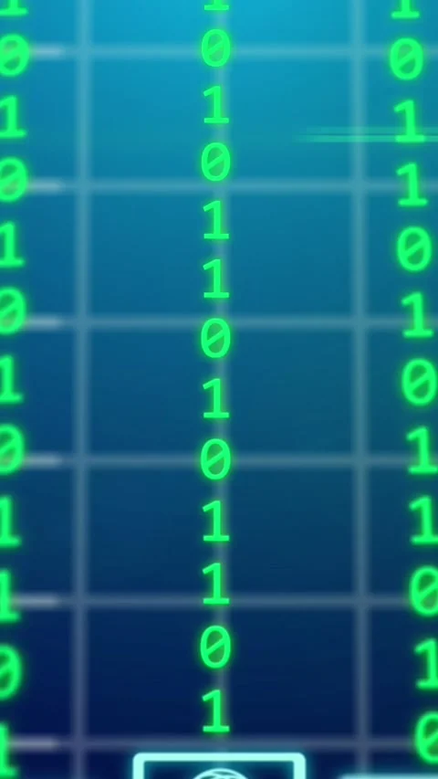 Animation of binary coding and data processing Video stock 342676888