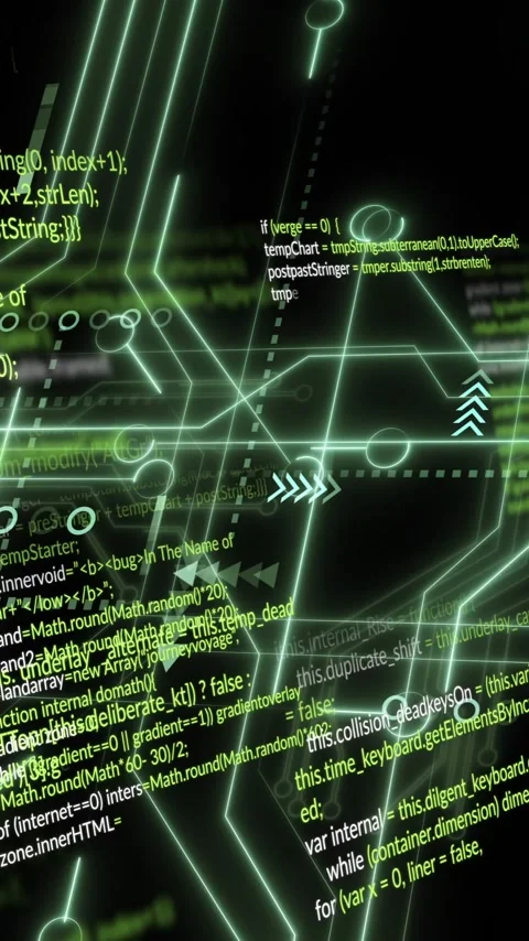 Animation of binary coding and data processing on black background Stock-Footage 342802425