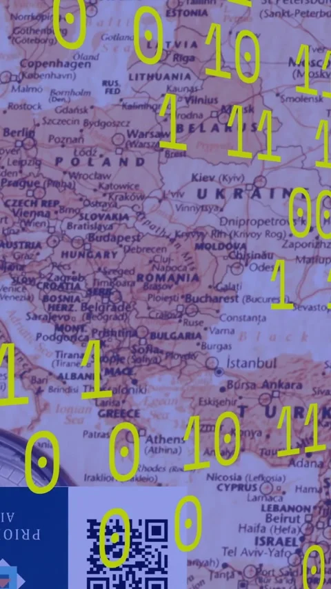 Animation of binary coding and data processing over world map Stock-Footage 342812372