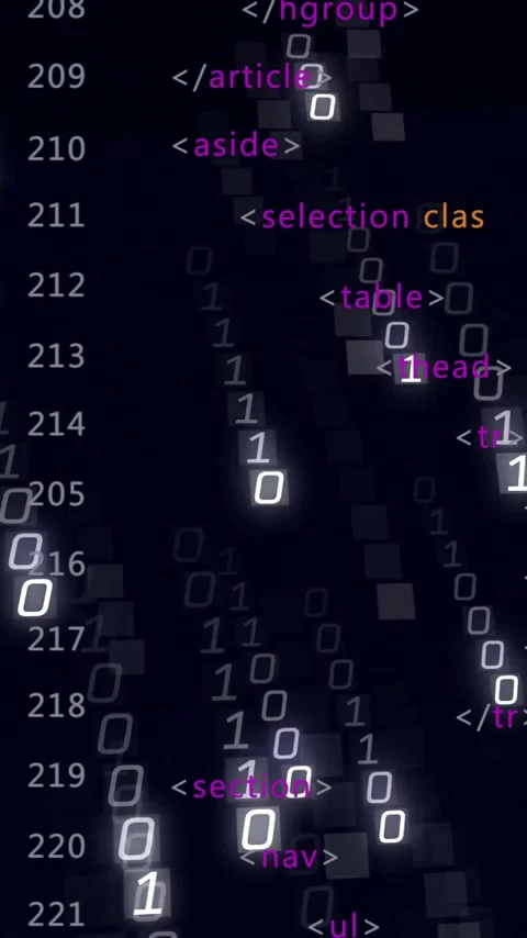 Animation of binary coding and data processing on black background Stock-Footage 342910702