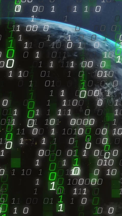 Animation of binary coding and data processing over globe Stock-Footage 343498097