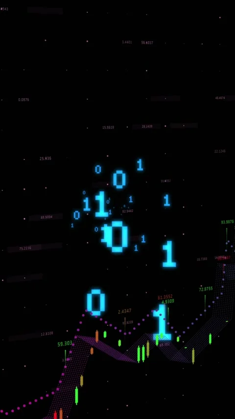 Animation of binary coding and data processing over black background 스톡 동영상 343719084