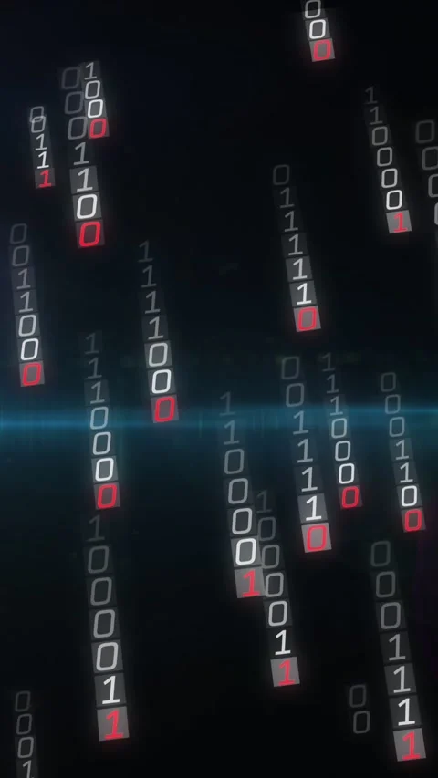 Animation of binary coding and data processing over black background Vídeos de archivo 344636066