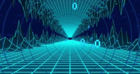 Animation of binary coding and digital tunnel over circles 스톡 동영상 172487943