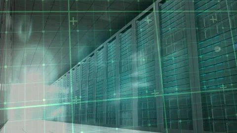 Animation of binary coding and digital data processing over computer servers Stock Footage 308433612