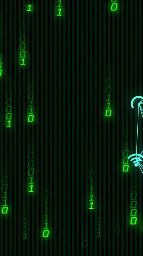 Animation of binary coding and digital data processing over globes with icons Stock Footage 320160803