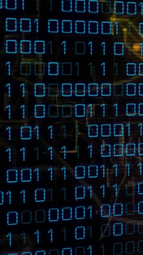 Animation of binary coding and digital data processing over connections Video stock 343504886