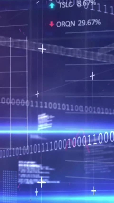Animation of binary coding and financial data processing Video stock 342650358