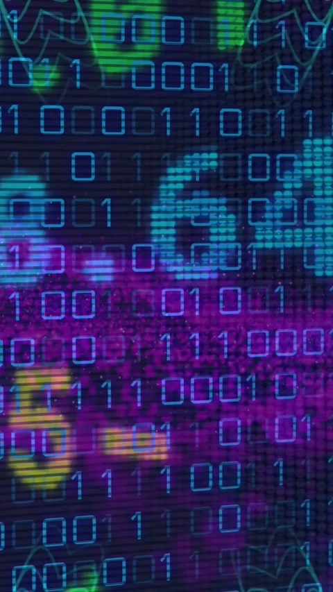 Animation of binary coding and financial data processing 動画素材 343609042