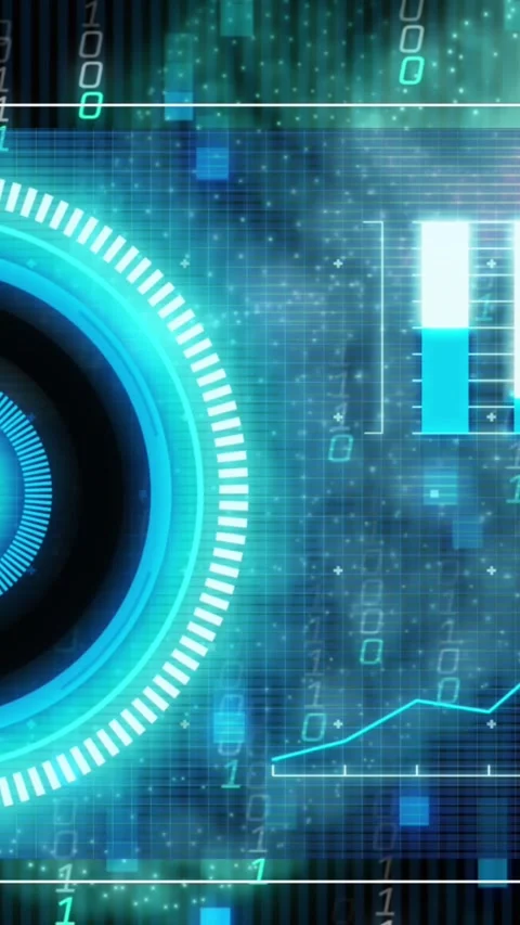 Animation of binary coding and green digital wave over interface with data Vídeos de archivo 344594802