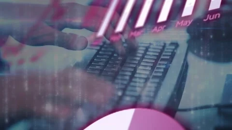 Animation of binary coding and server clock technology beach Stock Footage 326035709