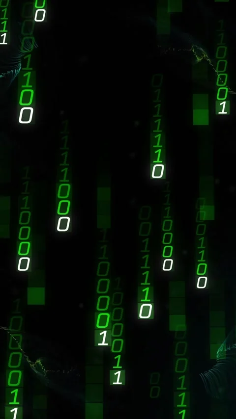 Animation of binary coding and shapes on black background Vídeos de archivo 341660055