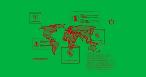 Animation of binary coding and virus data processing over world map Stock Footage 317925668