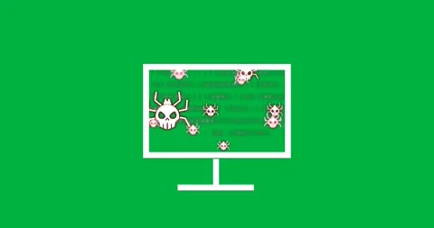 Animation of binary coding on computer icon on transparent background Stock Footage 317668792