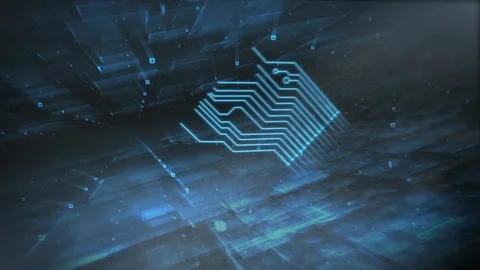 Animation of binary coding data processing and computer circuit board processor 库存影片 126667868