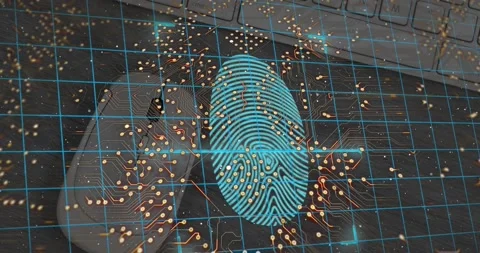 Animation of binary coding data processing over grid on blue background Stock Footage 199302235